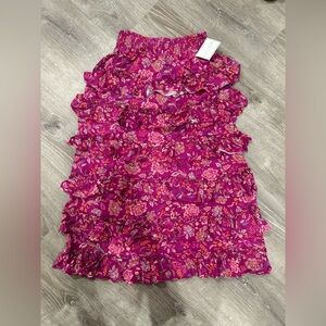 Pink Floral Tiered Skirt